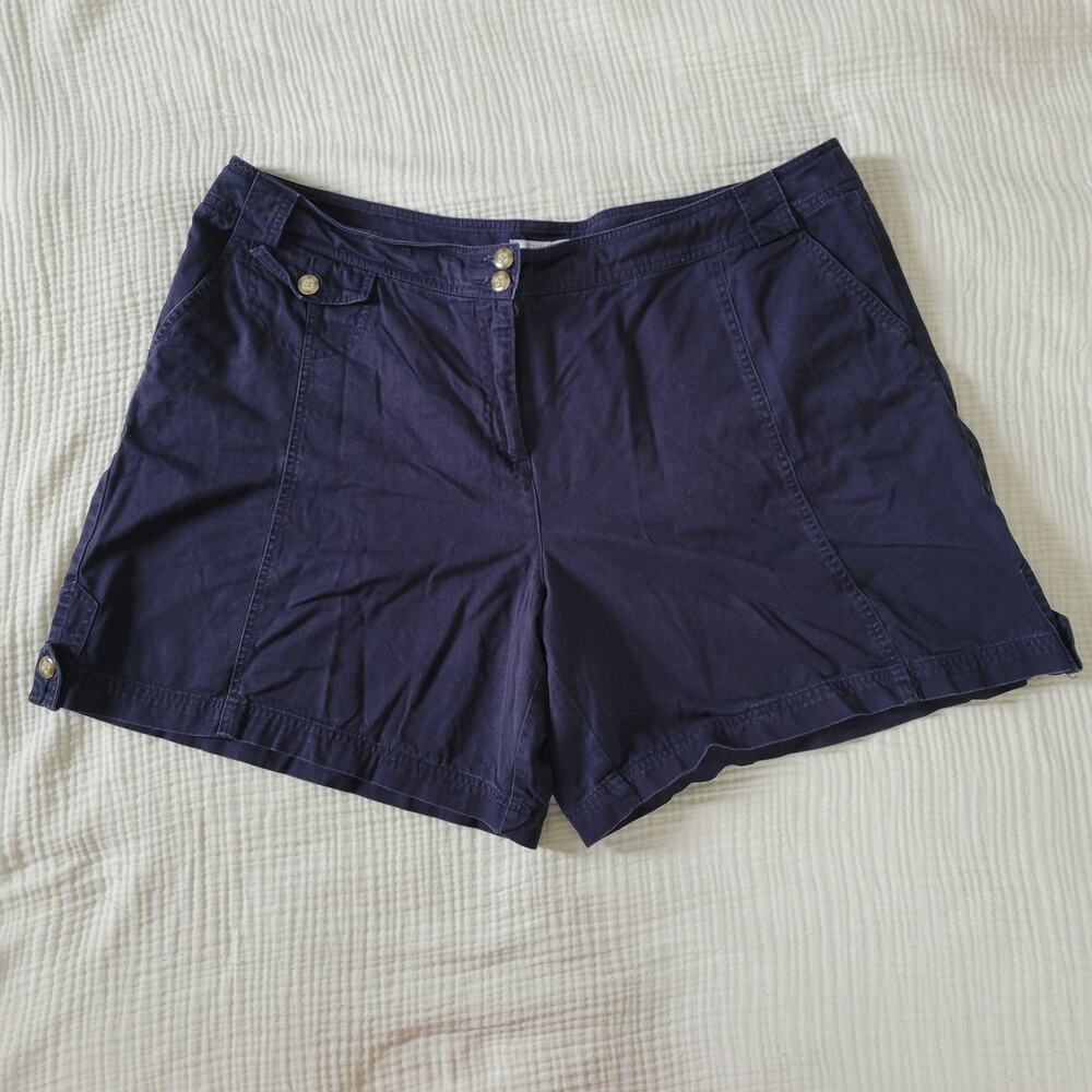 Dressbarn Womens 24W Navy Blue Shorts Cargo 100% Cotton Plus Summer